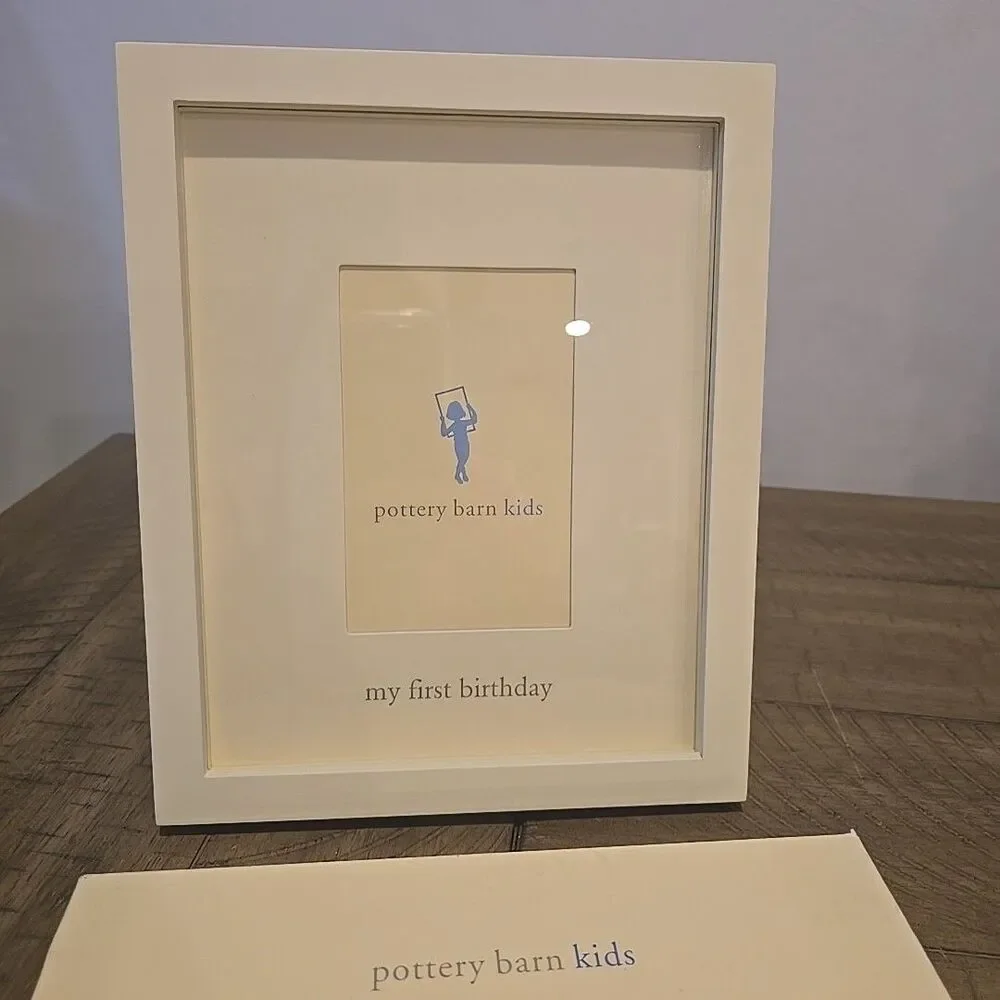 Pottery Barn Kids White Gallery Frame First Birthday White Mat 4 X 6